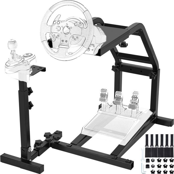 Support Volant de Course Réglable Acier Carbone pour Logitech G29 G920 Fanatec - Cockpit Simulateur Hauteur 57-72.5cm