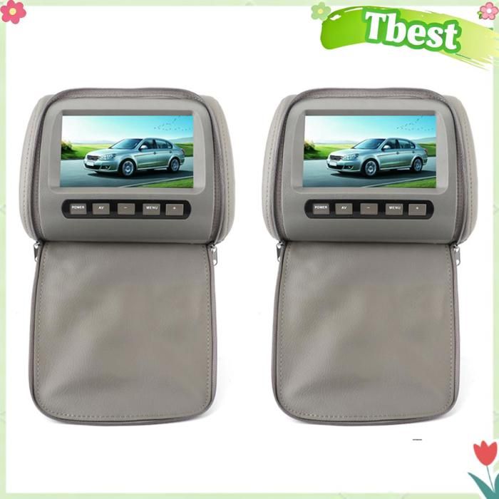Appui-tête de Voiture 7 HD écran LCD avec Fermeture à Glissière Télécommande Grise pour Voitures Universelles