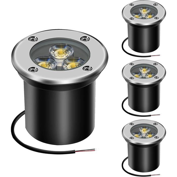 pot led extérieur encastrable 4 PACK 3W IP65 Spot Encastrable Led Terrasse Rond 300 Lumen Lampe déclairage de jardin extérieur