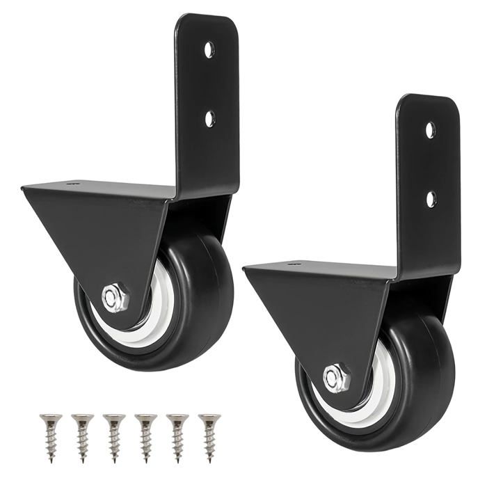 2 Stück Roulettes Fixes 40 mm Roulette en Meubles Roulettes Noires avec Plaque Métallique en Forme de L Roulette pour Table Basse