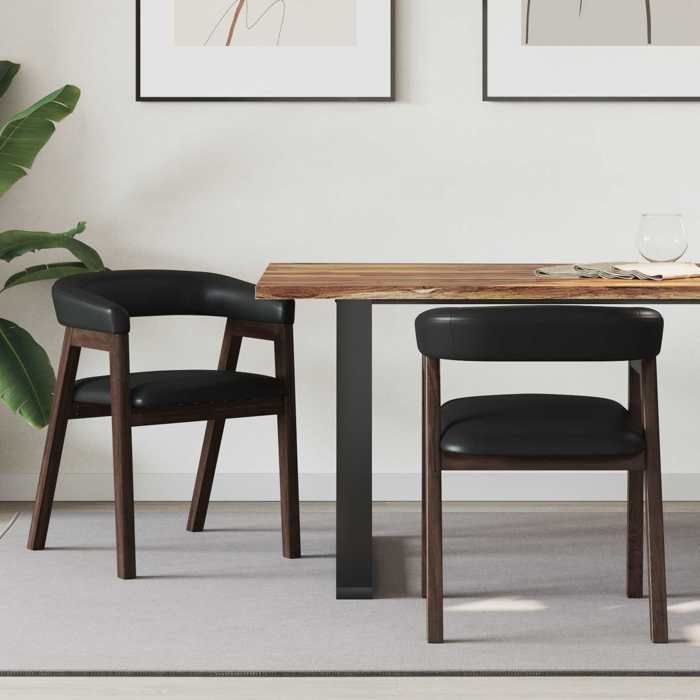 Chaises de Salle à Manger 2 Pc Marron Clair 54 x 57 x 73 cm en bois avec accoudoirs pour Salle à Manger et Cuisine 59922
