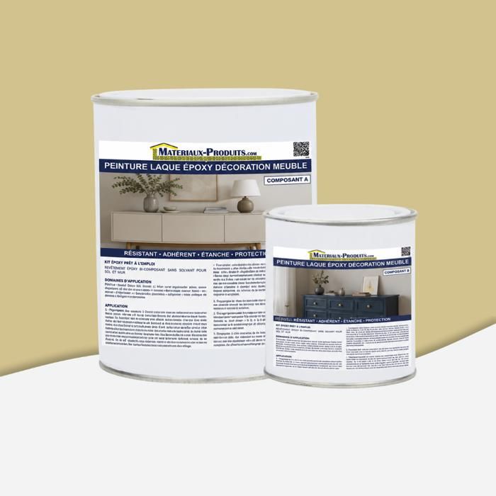 Peinture laque époxy meubles cuisine salle de bains rénovation décoration Kit de 1 Kg Jaune Sable RAL 1001