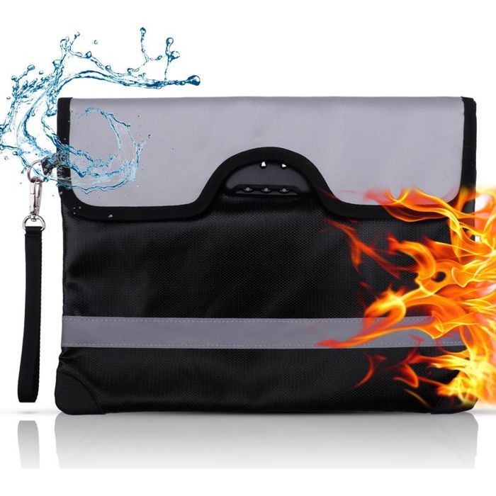 3 Pièces Sacs Anti-feu avec Serrure34 x 26 cmSacs Ignifuges Rangement Pochette Anti Feu et Etanche Pochette Etanche Document pou