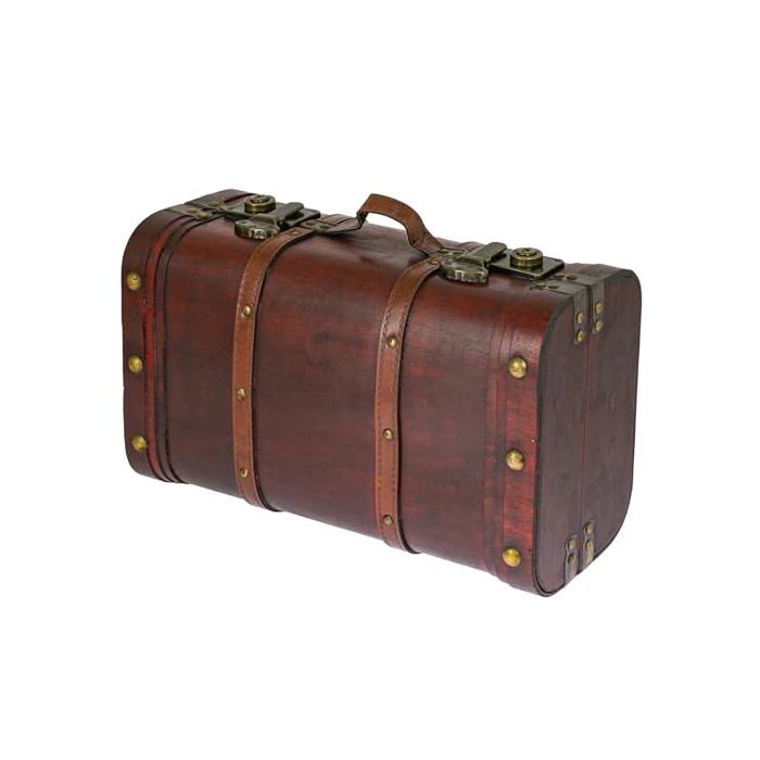 Coffre au trésor - HMF - Pérou - Vintage - Bois massif - 40 x 23 5 x 16 5 cm