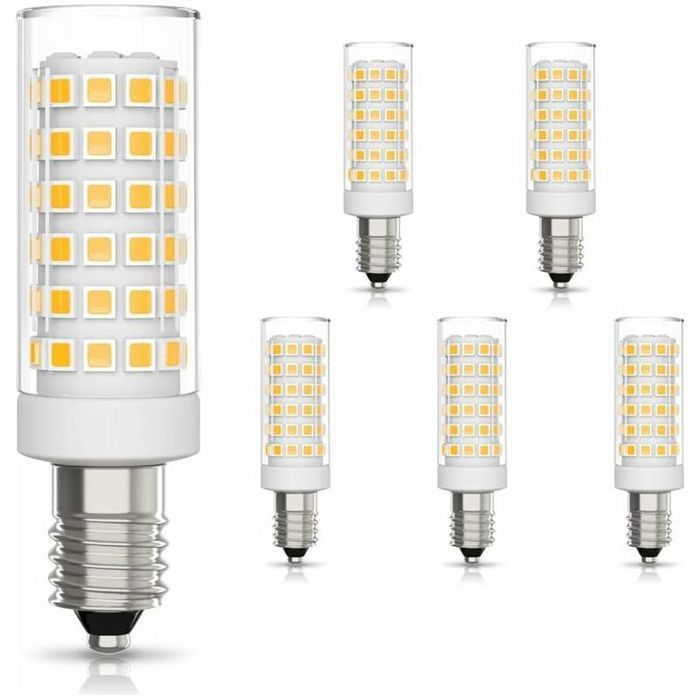 6pcs Ampoules LED E14 9W - Équivalent halogène 75W Blanc chaud 3000K - Cuisine et chevet - Non dimmable