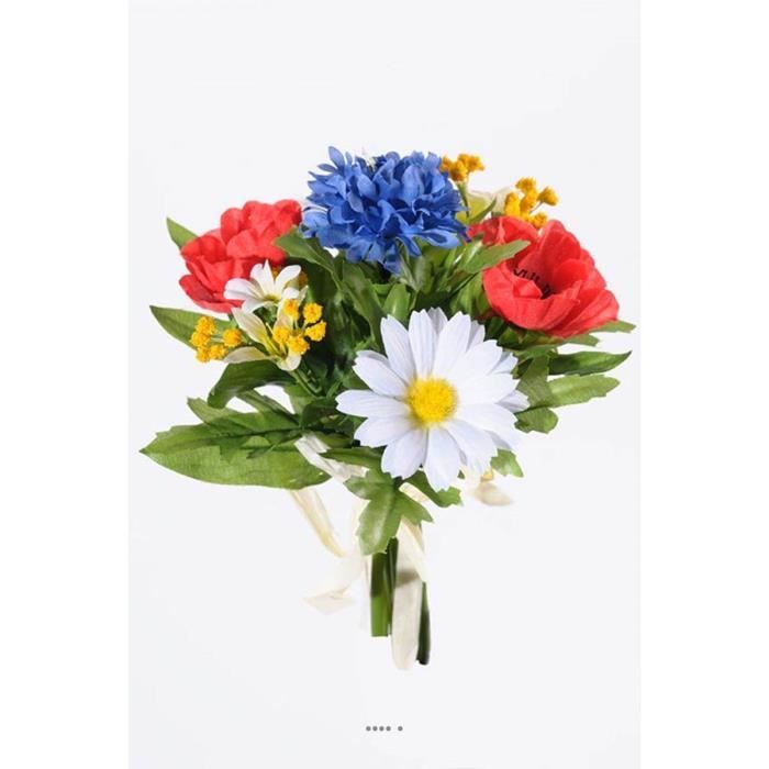 Bouquet de fleurs artificielles des champs tricolores H 22 cm - Cdiscount  Maison