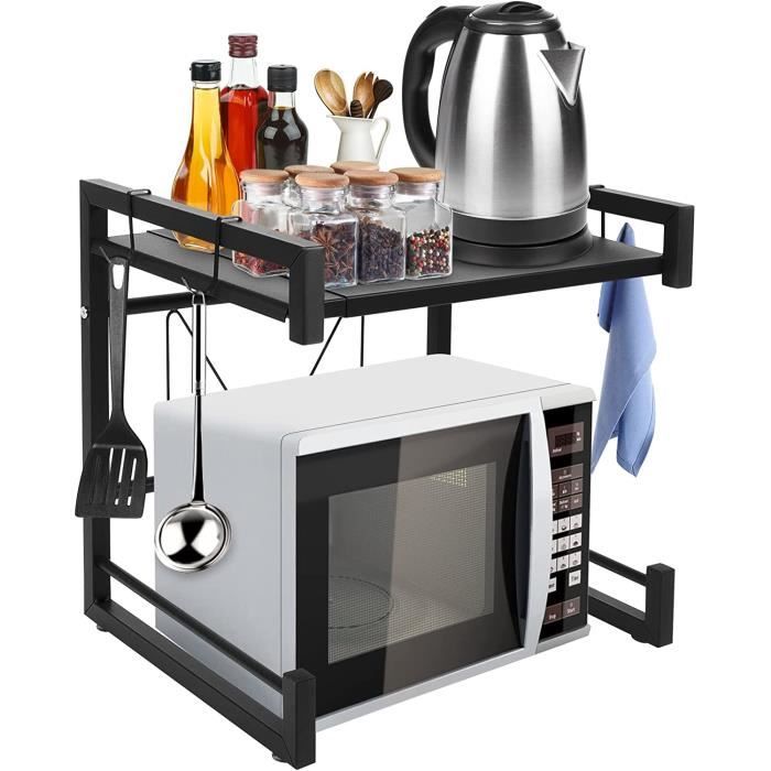 Étagère De Cuisine à Micro-ondes Extensible 2 Niveaux - Purpledi, Noir