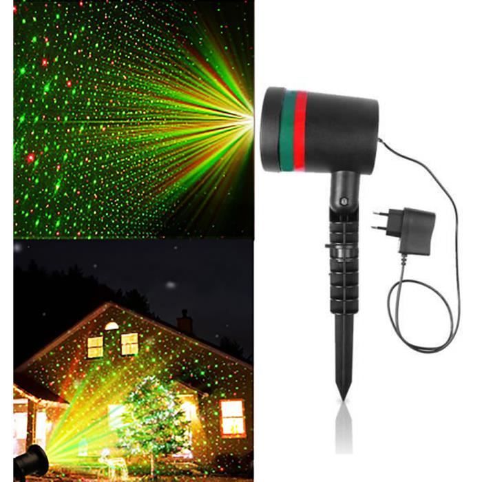Projecteur Laser Extérieur Rouge et Vert, Etoiles Dynamiques, Etanche IP44, Lumière Déco