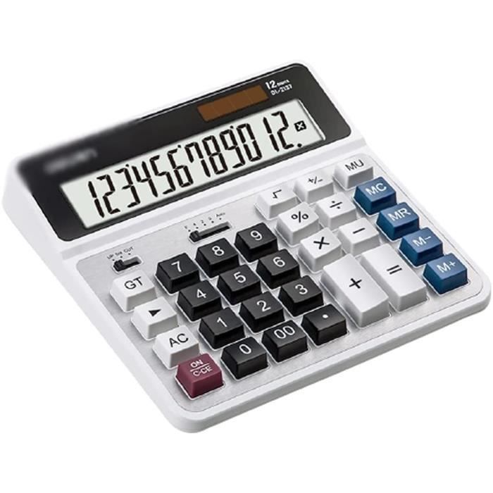 Blingustyle Calculatrice à double puissance à 12 chiffres avec pointe argentée étincelante pour la maison/le bureau et cadeau avec boîte cadeau 