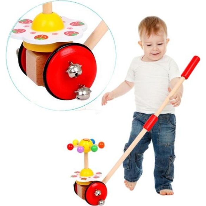 Jouet Poussette en Bois Pousser et Tirer Enfant, Activité Marche Jouet pour  Garçon Fille 1-2-3 ans - Cdiscount Jeux - Jouets