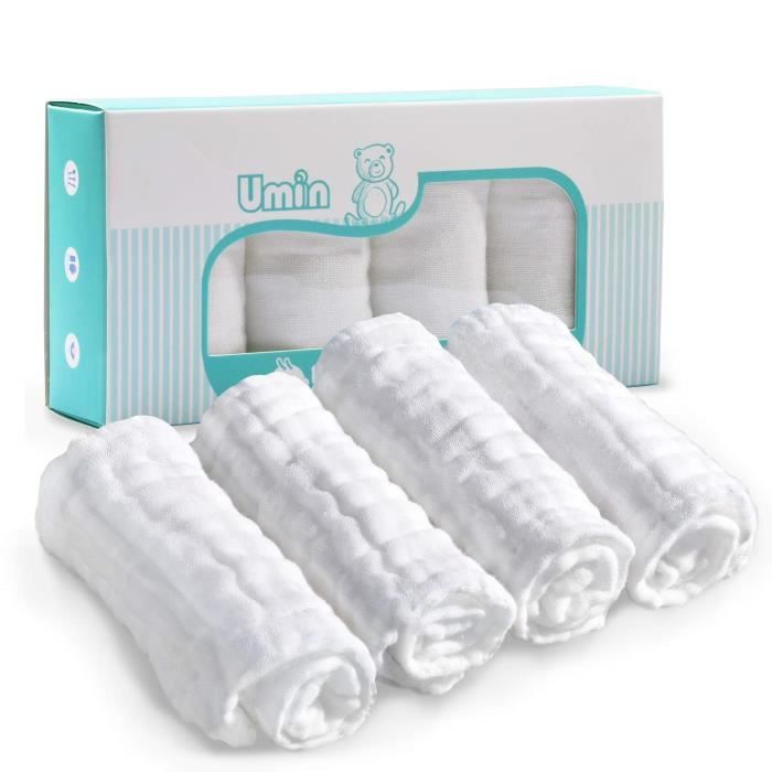 Umiin Gant De Toilette Bebe Lingettes De Bain Pour Bebe En Mousseline De Coton Naturel Et Super Doux Parfait Pour Bebe 30 X 30 Cdiscount Puericulture Eveil Bebe