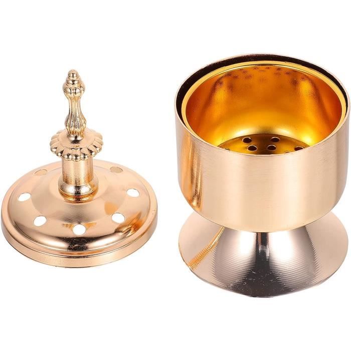 Porte-brûleur D'encens En Métal Doré Vintage - Pour Méditation, Yoga, Aromathérapie, 14x6,5 Cm