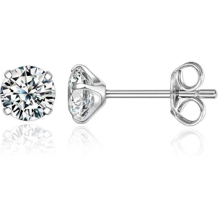 Mochity - Lot De 6 Paires De Boucles D'oreilles Hypoallergéniques En Acier Inoxydable, Zirconium, Or Et Argent 14k