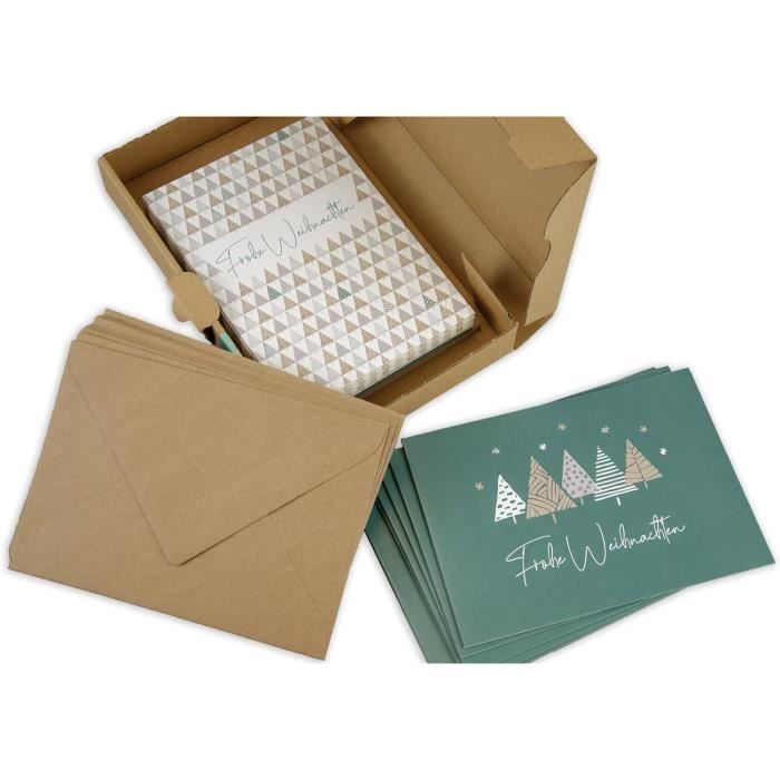 Cartes De Noël Haut De Gamme - Lot De 6 (3 Modèles X2) Avec Enveloppes - Format 11.5x17 Cm - Doubles Pliantes