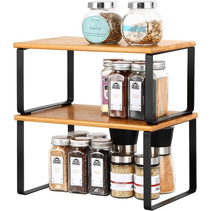 SONGMICS UKCS014B01 Lot de 3 étagères de comptoir de cuisine empilables
