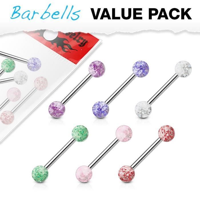 12//Pack Acier Inoxydable Piercing Anneau De Rechange Boules Bar Barbell Fin 14 g