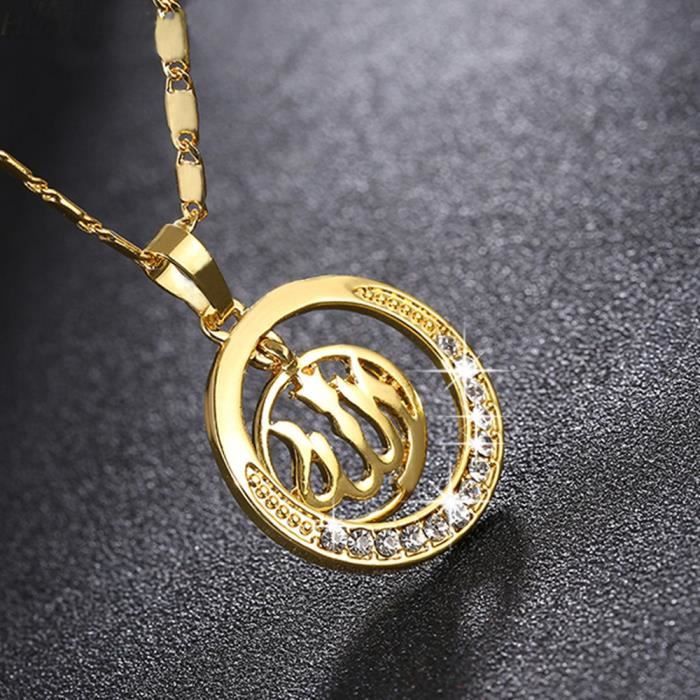 Cercle Allah pendentif chaîne 18k jaune plaqué or classique aux