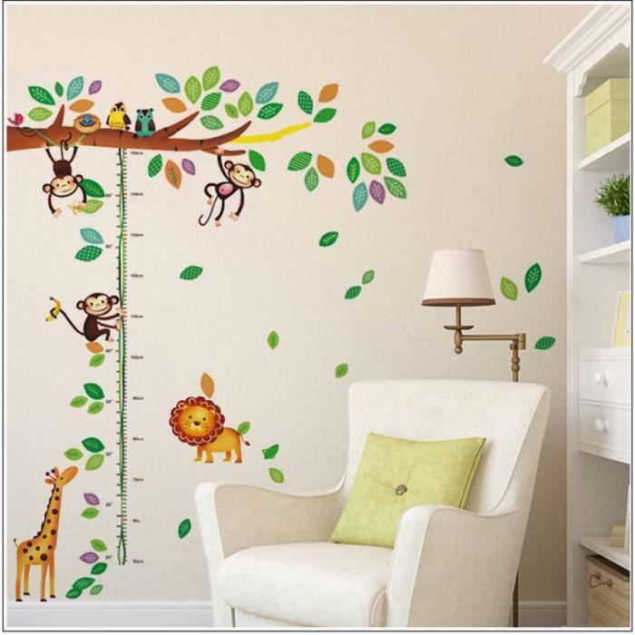 Bande Dessinee Girafe Singe Arbres Hauteur Sticker Adhesifs Muraux Chambre De Bebe Enfants Chambre Stickers Muraux Maison Decoration Achat Vente Stickers Soldes
