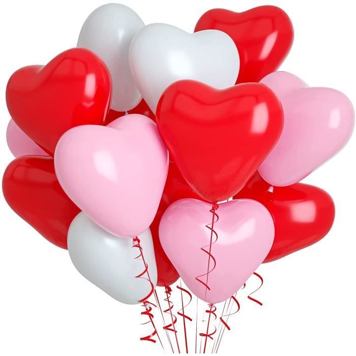 30 Pièces Rouge Rose Blanc Amour Ballons, Coeur Rouge Rose Latex Ballons de  la 10 Pouces Helium Amour Ballons en Coeur Ballons A489 - Cdiscount Maison