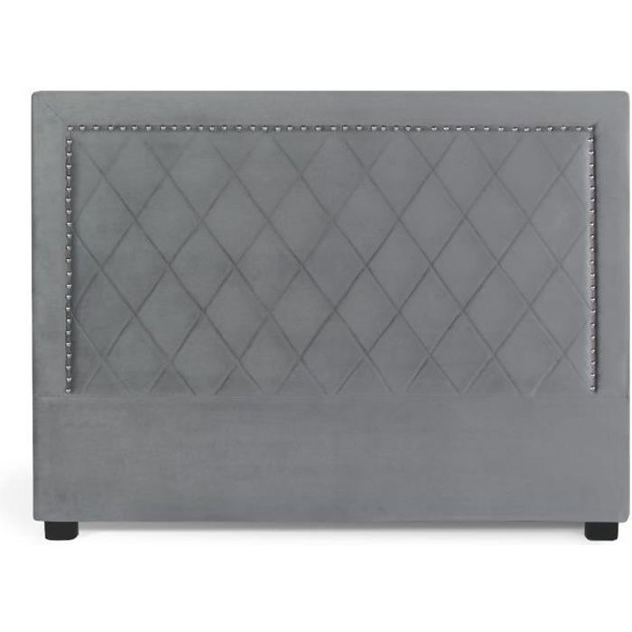 INTENSE DECO T&ecirc;te de lit Nolwen Velours Gris Argent 160cm