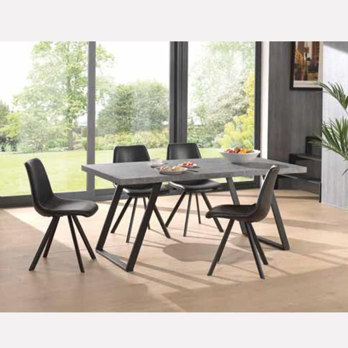 Table A Manger Industrielle Ellena 180x90 Cm Effet Beton Et Metal Gris L 180 X P 90 X H 76 Cm Achat Vente Table A Manger Seule Table A Manger Industrielle Cdiscount