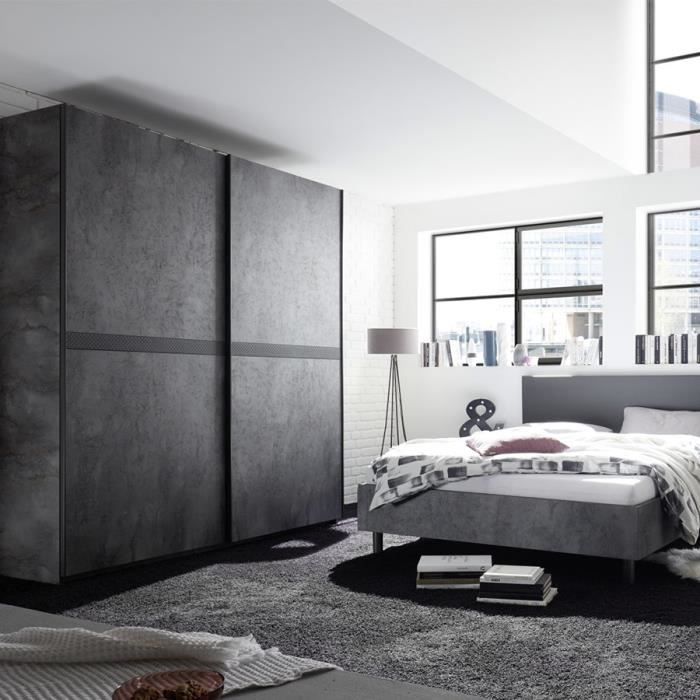 Chambre A Coucher Design Gris Effet Oxide Casone Gris L 170 X P