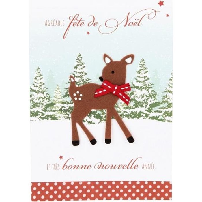 Carte De Voeux Fetes De Fin D Annee Joyeux Noel Et Tres Bonne Annee Faon Cdiscount Beaux Arts Et Loisirs Creatifs