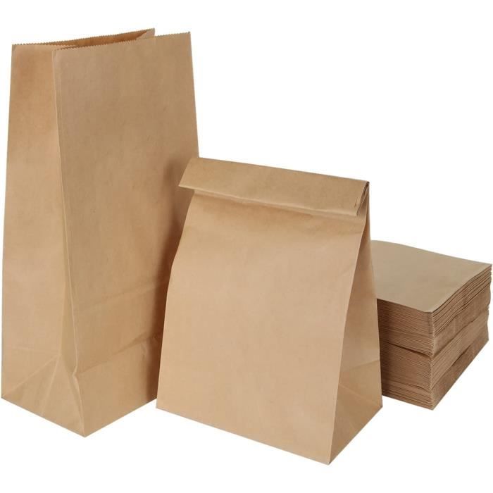 Lot de 100 sacs à sandwich en papier, 15,5 x 10 x 30 cm, sans poignée