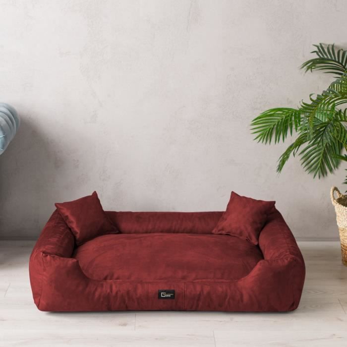 Meilleurs prix pour Panier Couchage Lit pour chien ,, Puffi – Alcantara ‘’ XXXL 160cm x 110cm Rouge