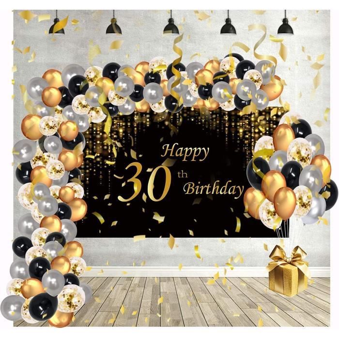 Decoration Anniversaire Ballon Cadeau Arche Deco Happy Birthday Kit Lettre Banderole Joyeux Confettis 30 Toile De Or Maman No 13 Cdiscount Maison