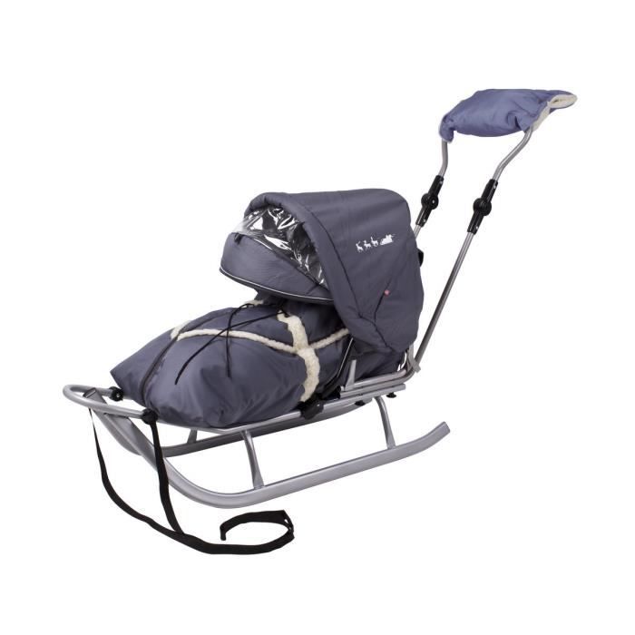 Luge En Metal Avec Chanceliere D Hiver Capote Pliable Manchon Sur La Barre De Poussee Bebe Piccolino Delux Graphite Cdiscount Sport