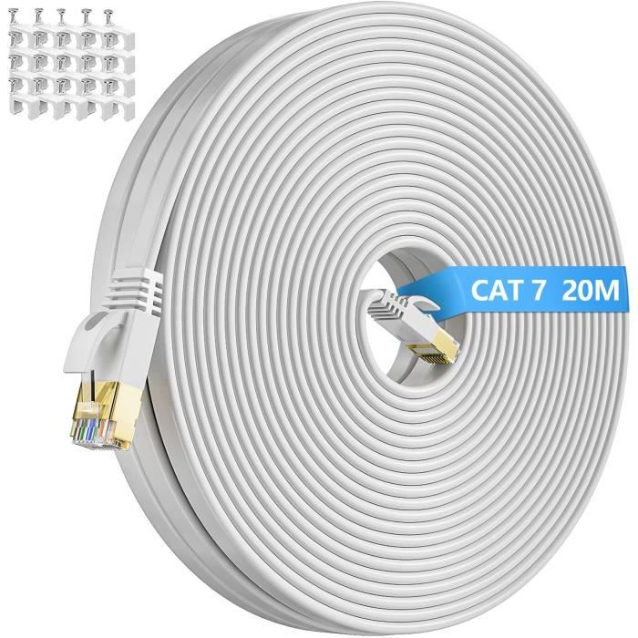 NONMOM Câble Ethernet, CAT 7 15M Câble Réseau RJ45 10Gbps 600MHz pour  Routeur, Modem, TV Box, PC, Consoles de Jeux Vidéo Plat Blanc - Cdiscount  Informatique