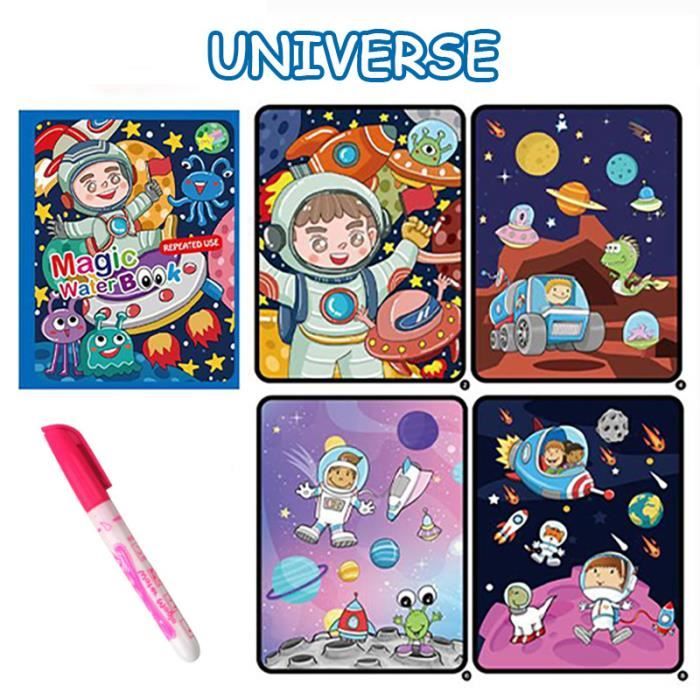 Livre Coloriage Eau Magique – 6 Livres Réutilisables Et 6 Stylos – Activité Sans Tache – Cadeau Enfant 1-3 Ans