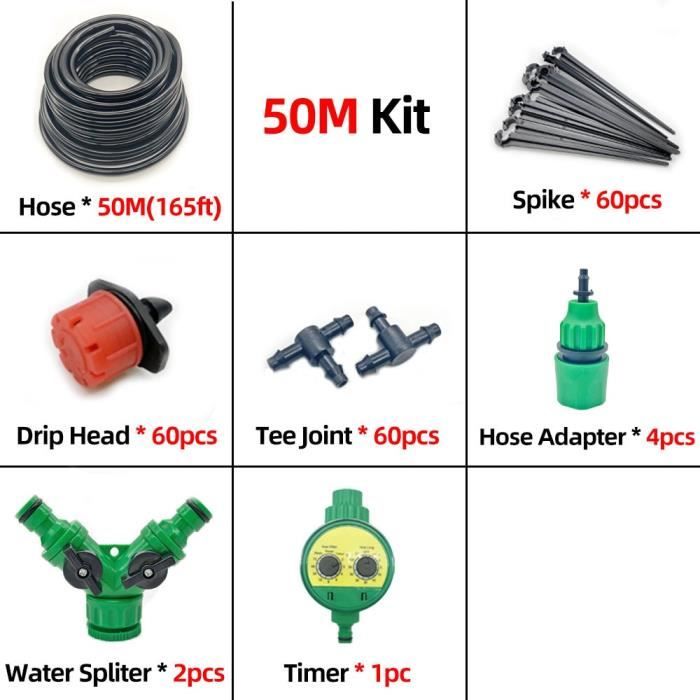 Snarflun Kit Irrigation Goutte à Goutte 201 Pièces - 50m Système Arrosage Automatique Économiseur D'Eau Pour Jardin, Plantes, Balcon, Pelouse & Serre