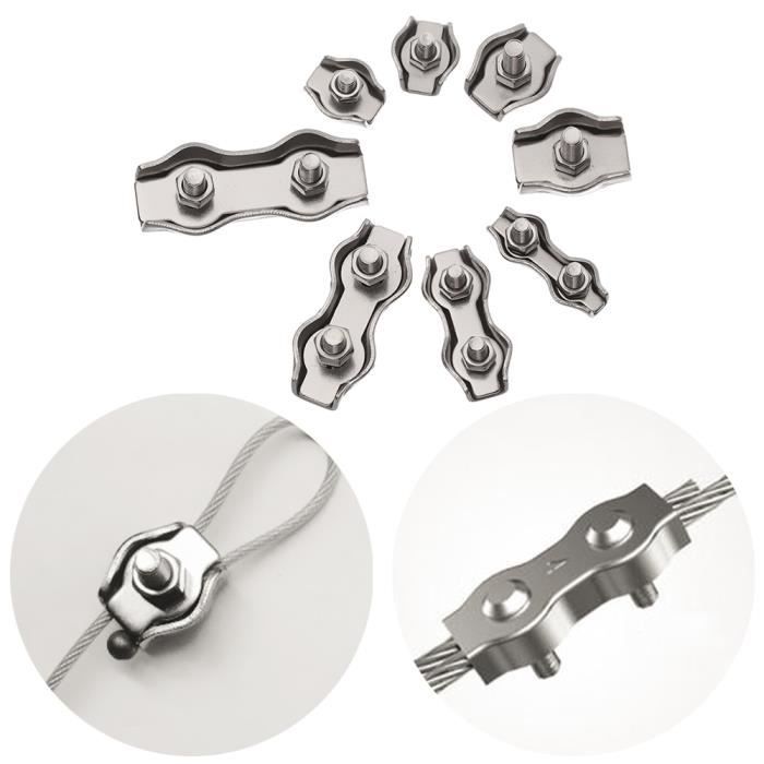 Pinces à Câble En Acier Inoxydable 304 - Lot De 2/3/4/5/6/8/10 Mm - Double Clip