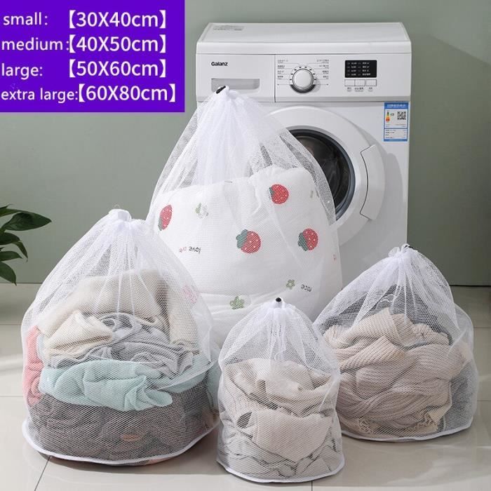 Sac à linge à cordon 4 tailles Filet à linge blanc en maille pour machine à  laver, soutien-gorge, vêtements pour bébé, 4 pcs