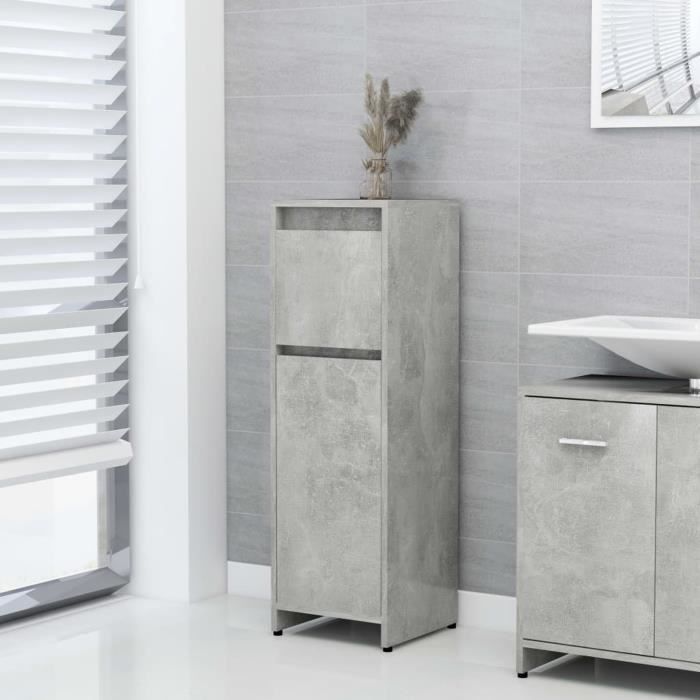 armoire de salle de bain - aggloméré - gris béton - contemporain/design