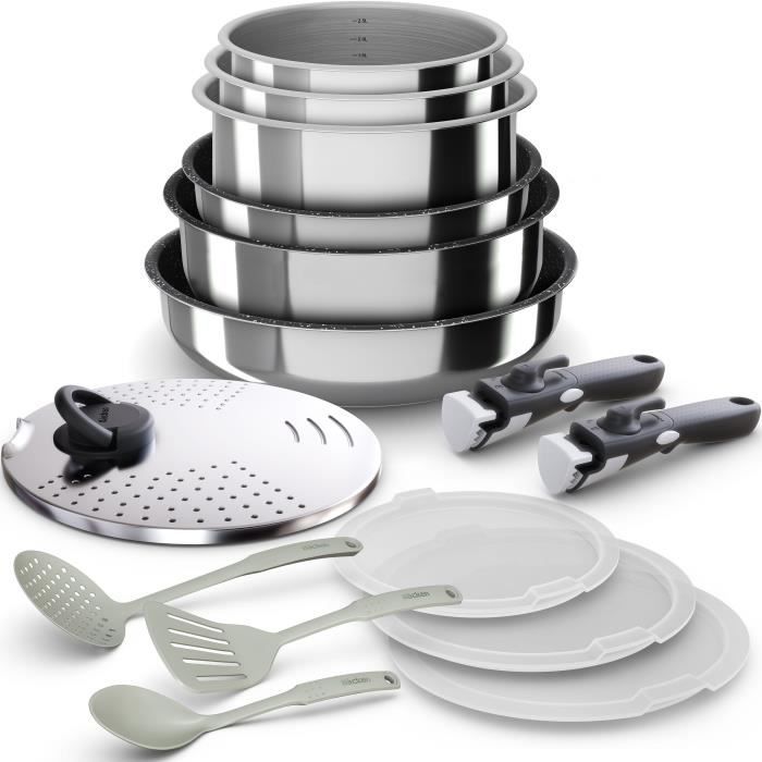 Backen 399915 Batterie De Cuisine 15 Pieces Inox Tous Feux Dont Induction Cdiscount Maison
