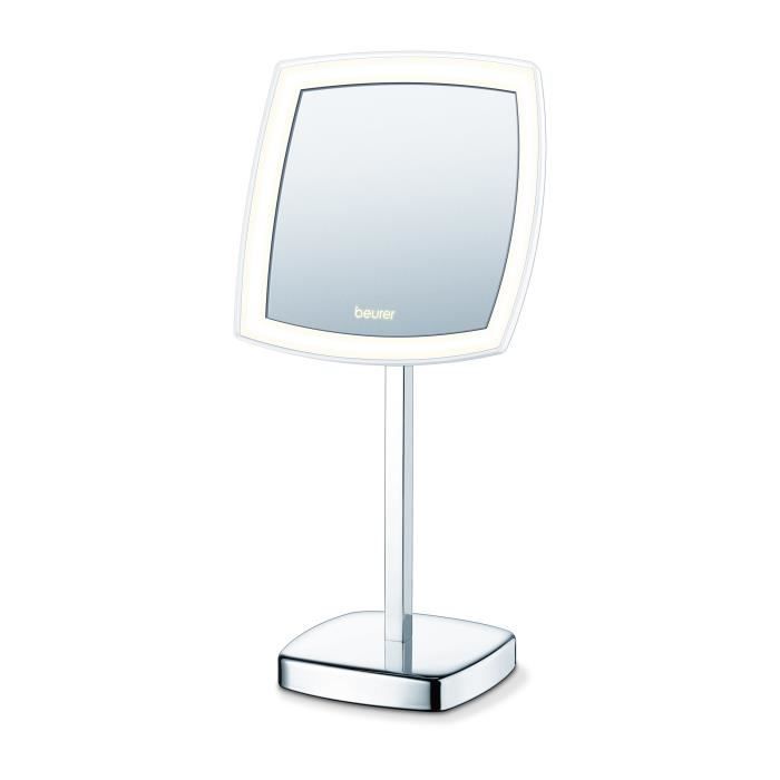 Miroir cosmétique lumineux sur pieds - BEURER BS 99 - 36 LEDs - Grossissement 5 fois - Chromage de haute qualité