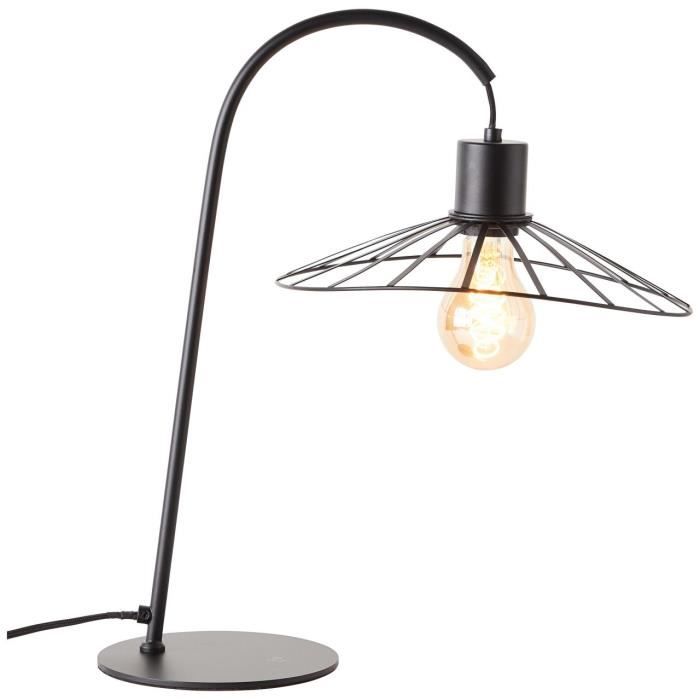 Lampe à poser Leika noir mat - BRILLIANT - Vintage - Métal - LED - Tissu