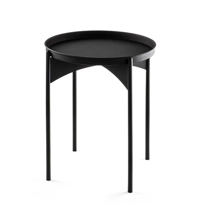 Plateau Rond Métal Embossé Noir - Marque JOLIPA - Déco Intérieure - Neuf