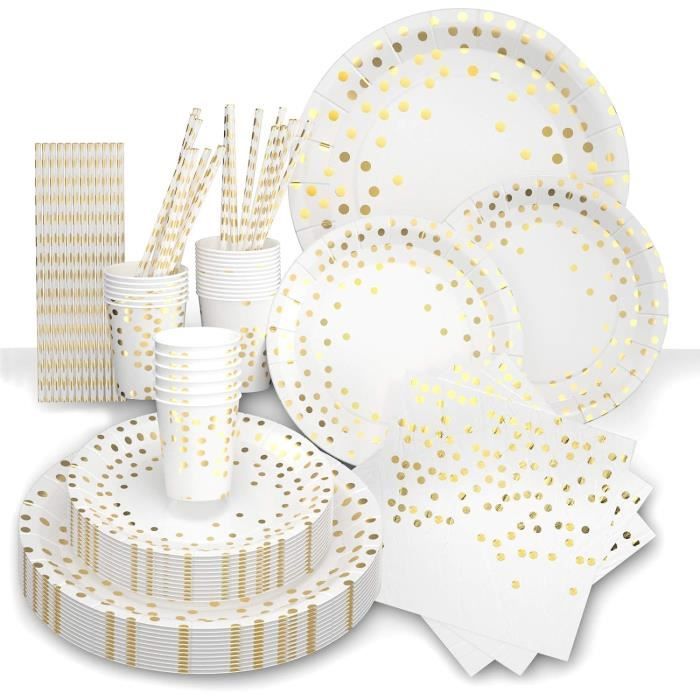 96-teiliges Partygeschirr Schwarz Gold - 60. Geburtstag Set Für 24 Gäste
