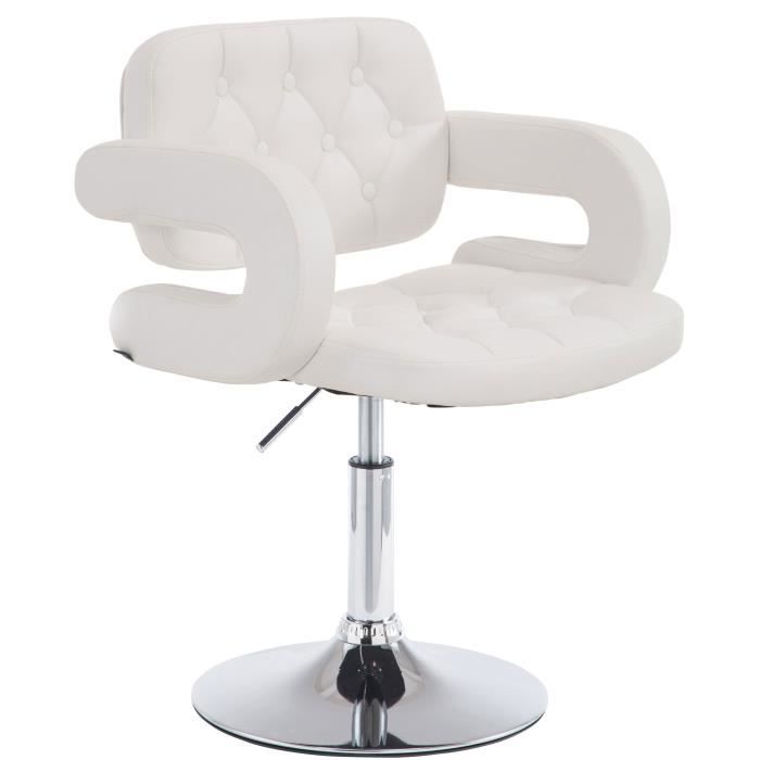 chaise lounge dublin similicuir - piètement avec colonne centrale en métal chromé , blanc