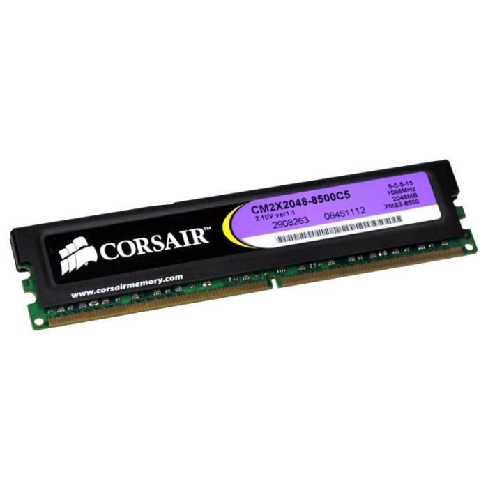 2Go RAM PC Bureau Corsair CM2X2048 8500C5 DDR2 PC2 1066Mhz 2.1v CL5 Cdiscount Informatique