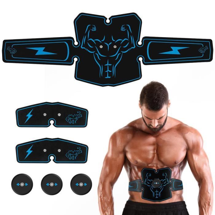 Stimulateur Musculaire Abdominal - Ceinture EMS 6 Modes 19 Niveaux Avec 10 Gels, Tonification Sans Effort