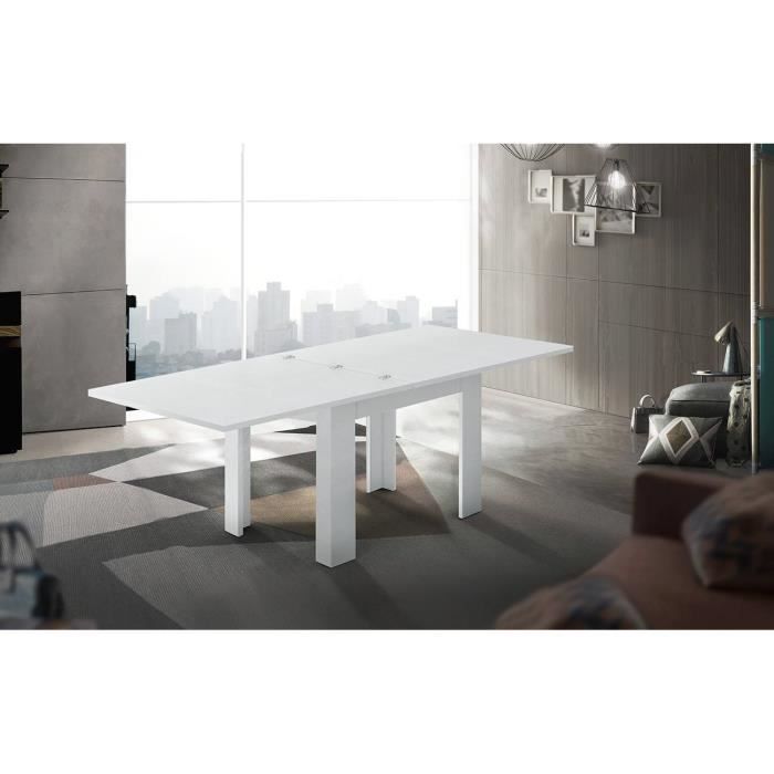 table à rallonge otto - dmora - blanc brillant - 90x90h75 cm - meuble de cuisine