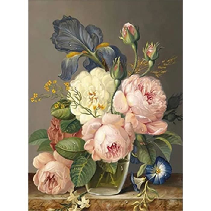Kit Peinture Diamant Fleurs 5D - 30x40 Cm - Toile Adhésive Haute Définition + Diamants Supplémentaires - Activité DIY Relaxante - 11