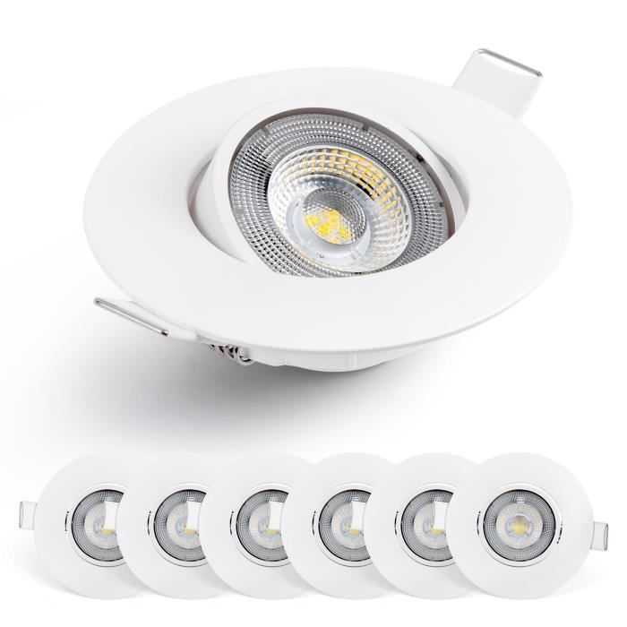 Emos Exclusive Spot LED Encastrable - Lampe Plafond Orientable 50° pour ampoules  LED 6 Spots LEDs Ronds 5 W/450 Lumens [4000K]] - Cdiscount Maison