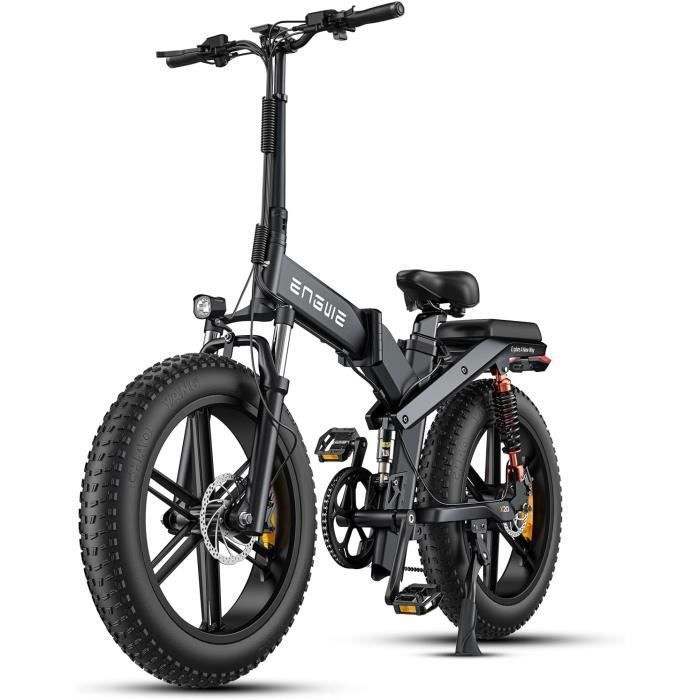 vtt électrique pliable adulte ENGWE X20 Autonomie 150km pneus tout terrain 20 pouces vtc fat Bike Ville Tout suspendu 48V14.4A Gris