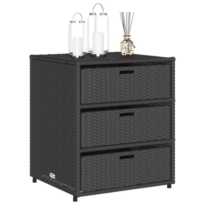 LIS Armoire de rangement de jardin noir 55x59x69 cm résine tressée A365555 CQ019